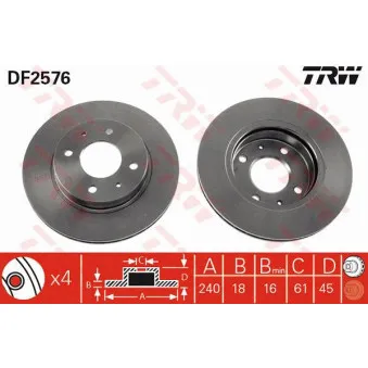 Jeu de 2 disques de frein avant TRW DF2576