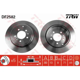 Jeu de 2 disques de frein arrière TRW
