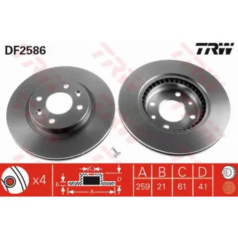 Jeu de 2 disques de frein avant TRW DF2586
