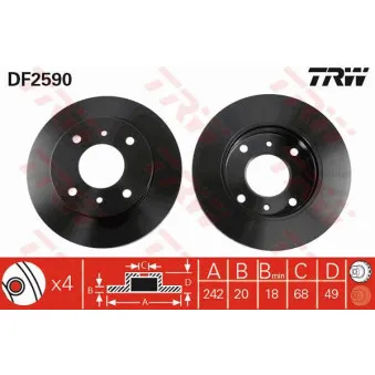 Jeu de 2 disques de frein avant TRW DF2590