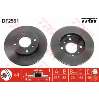Jeu de 2 disques de frein avant TRW DF2591