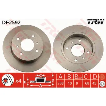 Jeu de 2 disques de frein arrière TRW