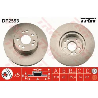 Jeu de 2 disques de frein avant TRW DF2593