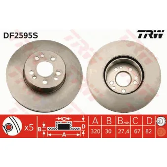 Jeu de 2 disques de frein avant TRW