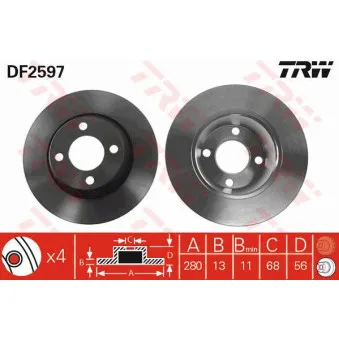 Jeu de 2 disques de frein avant TRW DF2597