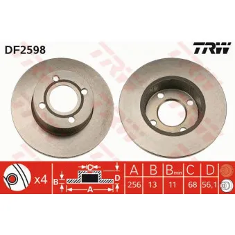Jeu de 2 disques de frein avant TRW DF2598