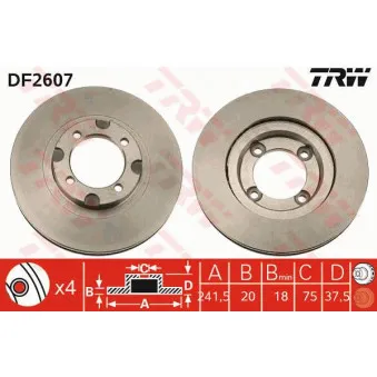 Jeu de 2 disques de frein avant TRW DF2607