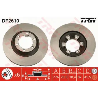 Jeu de 2 disques de frein avant TRW DF2610