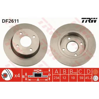 Jeu de 2 disques de frein avant TRW DF2611