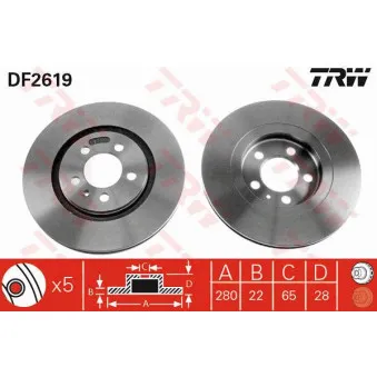 Jeu de 2 disques de frein avant TRW DF2619
