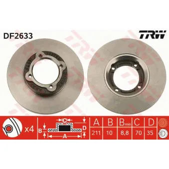 Jeu de 2 disques de frein avant TRW DF2633