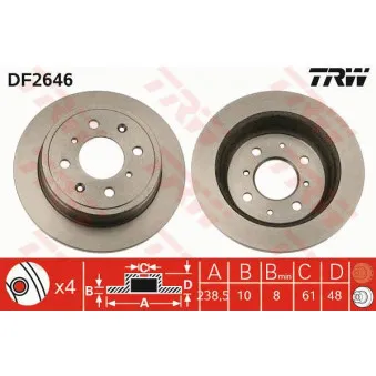 Jeu de 2 disques de frein arrière TRW DF2646
