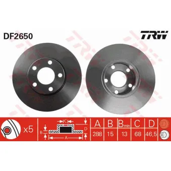 Jeu de 2 disques de frein avant TRW
