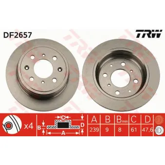 Jeu de 2 disques de frein avant TRW DF2657