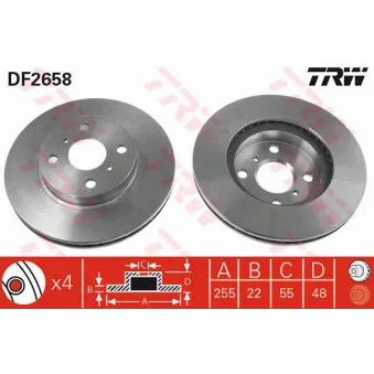 Jeu de 2 disques de frein avant TRW DF2658