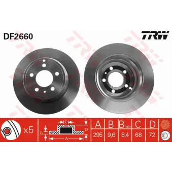 Jeu de 2 disques de frein arrière TRW DF2660
