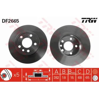 Jeu de 2 disques de frein avant TRW DF2665