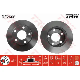 Jeu de 2 disques de frein arrière TRW DF2666