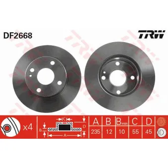 Jeu de 2 disques de frein avant TRW DF2668