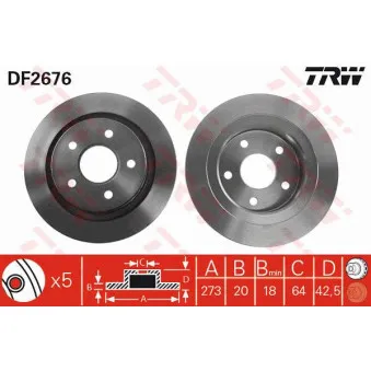 Jeu de 2 disques de frein arrière TRW DF2676