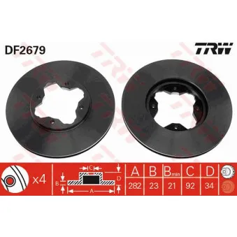 Jeu de 2 disques de frein avant TRW