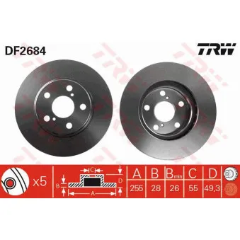 Jeu de 2 disques de frein avant TRW DF2684