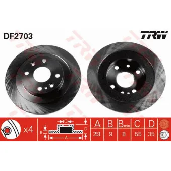 Jeu de 2 disques de frein arrière TRW