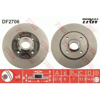 Jeu de 2 disques de frein arrière TRW