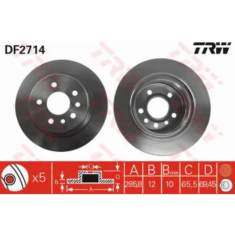Jeu de 2 disques de frein arrière TRW
