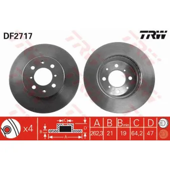 Jeu de 2 disques de frein avant TRW