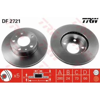 Jeu de 2 disques de frein avant TRW DF2721