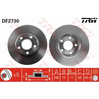 Jeu de 2 disques de frein avant TRW