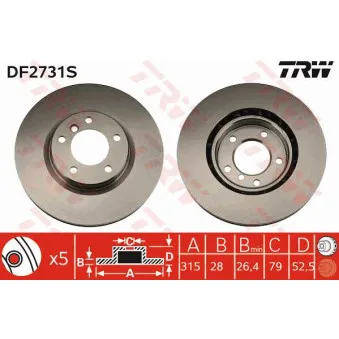 Disque de frein avant gauche TRW DF2731S