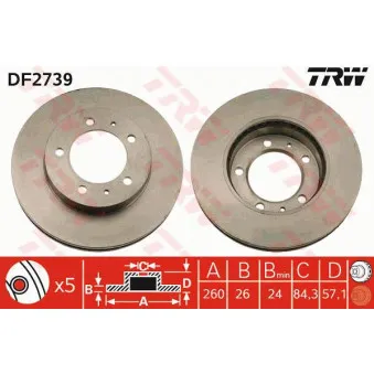 Jeu de 2 disques de frein avant TRW DF2739