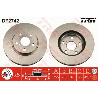 Jeu de 2 disques de frein avant TRW
