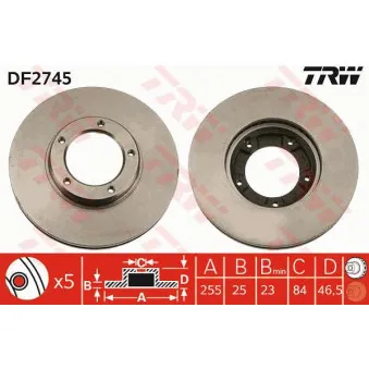 Jeu de 2 disques de frein avant TRW DF2745