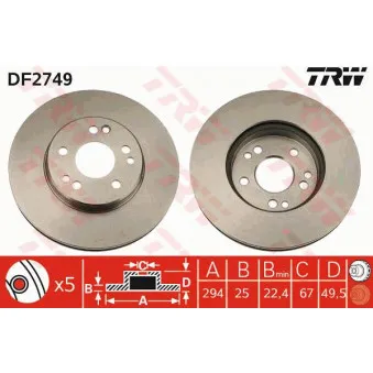 Jeu de 2 disques de frein avant TRW