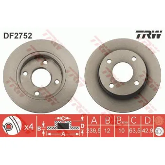 Jeu de 2 disques de frein avant TRW