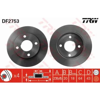 Jeu de 2 disques de frein avant TRW
