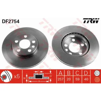 Jeu de 2 disques de frein avant TRW DF2754