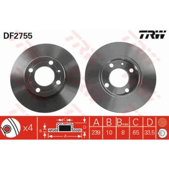 Jeu de 2 disques de frein avant TRW DF2755