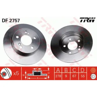 Jeu de 2 disques de frein arrière TRW DF2757