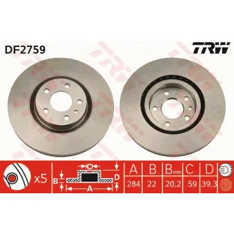 Jeu de 2 disques de frein avant TRW