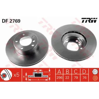 Jeu de 2 disques de frein avant TRW DF2769