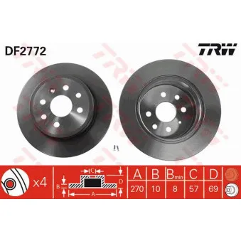 Jeu de 2 disques de frein arrière TRW DF2772