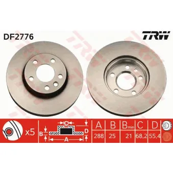 Jeu de 2 disques de frein avant TRW DF2776