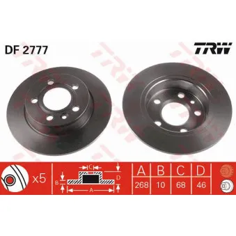 Jeu de 2 disques de frein arrière TRW DF2777