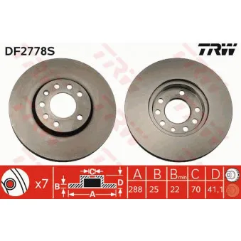 Jeu de 2 disques de frein avant TRW DF2778S