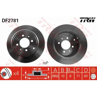 Jeu de 2 disques de frein arrière TRW DF2781