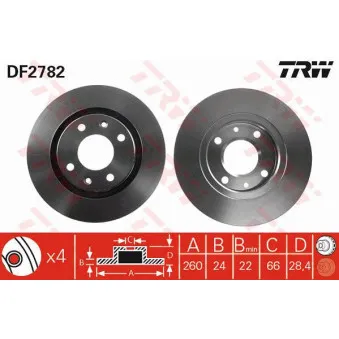 Jeu de 2 disques de frein avant TRW DF2782